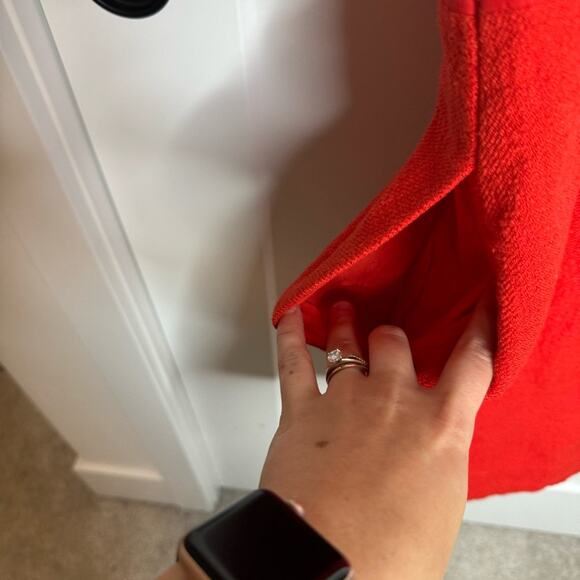 Anthropologie Maeve Scoop Neck Red Textured Pockets Mini Dress Size 6 - Picture 5 of 8